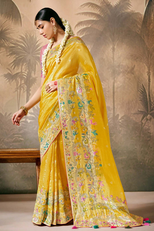 Silk Fabric Designer Saree With Alluring Blouse