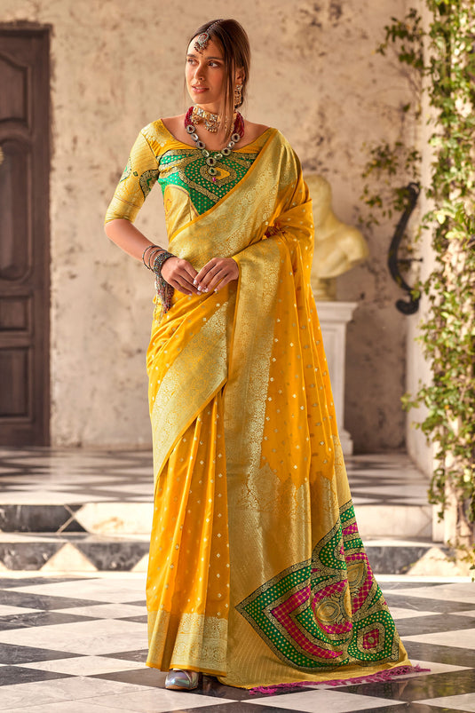 Radiant Yellow Soft Silk Zari Weaving Festive Saree