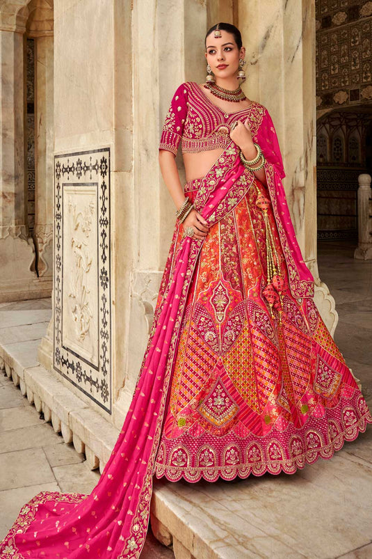 Multi Color Wedding Wear Banarasi Silk Incredible Bridal Lehenga