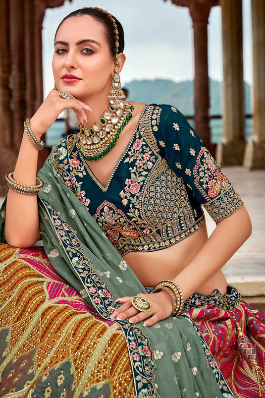 Banarasi Silk Wedding Wear Multi Color Phenomenal Bridal Lehenga