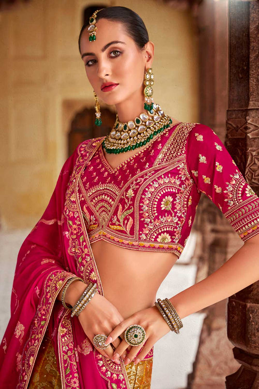 Banarasi Silk Wedding Wear Luxurious Bridal Lehenga In Multi Color