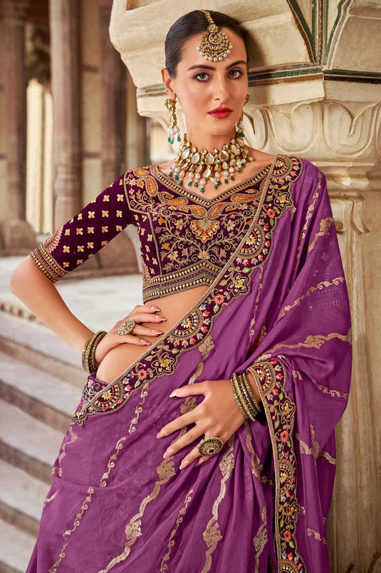 Banarasi Silk Wedding Wear Mesmeric Bridal Lehenga In Multi Color