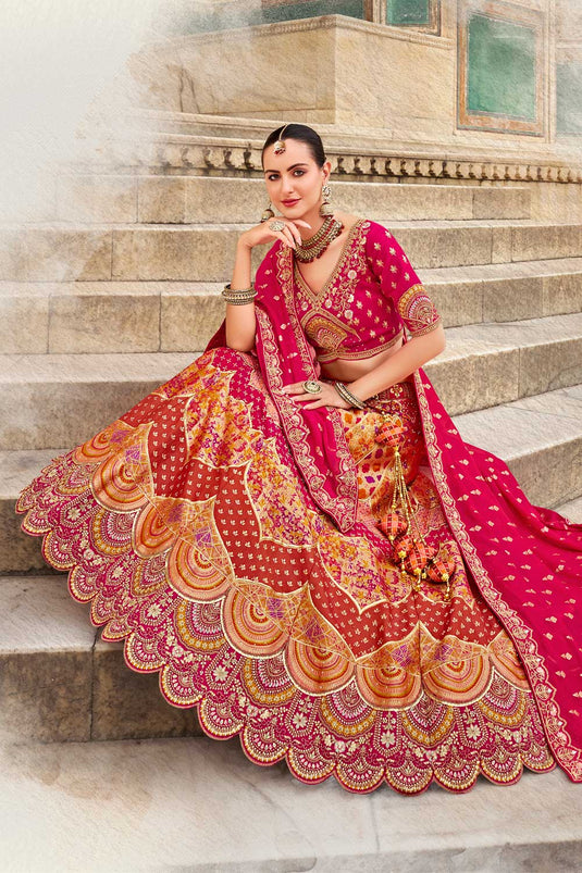 Banarasi Silk Wedding Wear Wondrous Bridal Lehenga In Multi Color