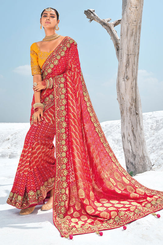 Red Elegant Wedding Wear Patola Saree