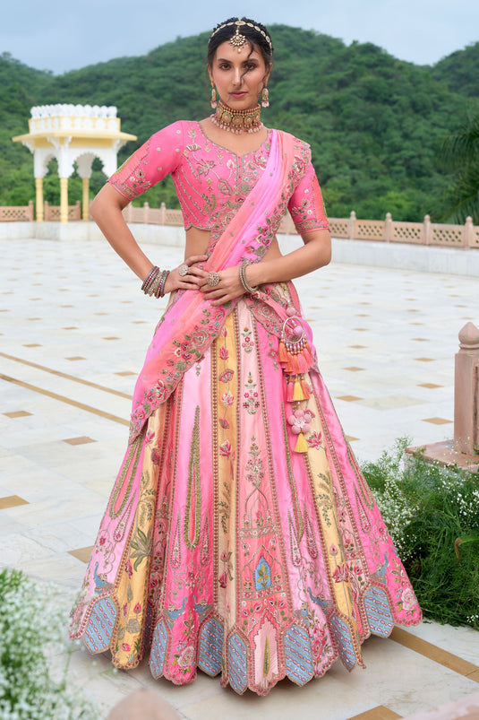 Bridal Glow Silk Lehenga Choli In Pink Color