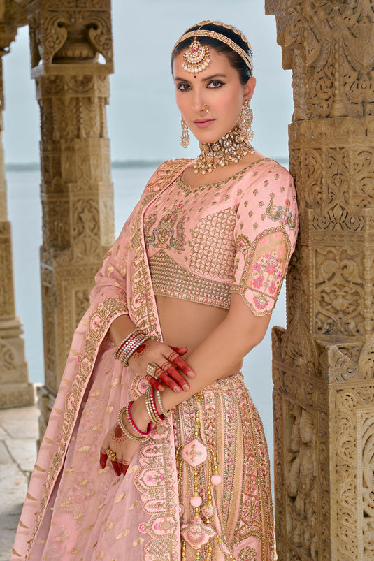 Radiant Pink Heavy Embroidered Bridal Lehenga Choli