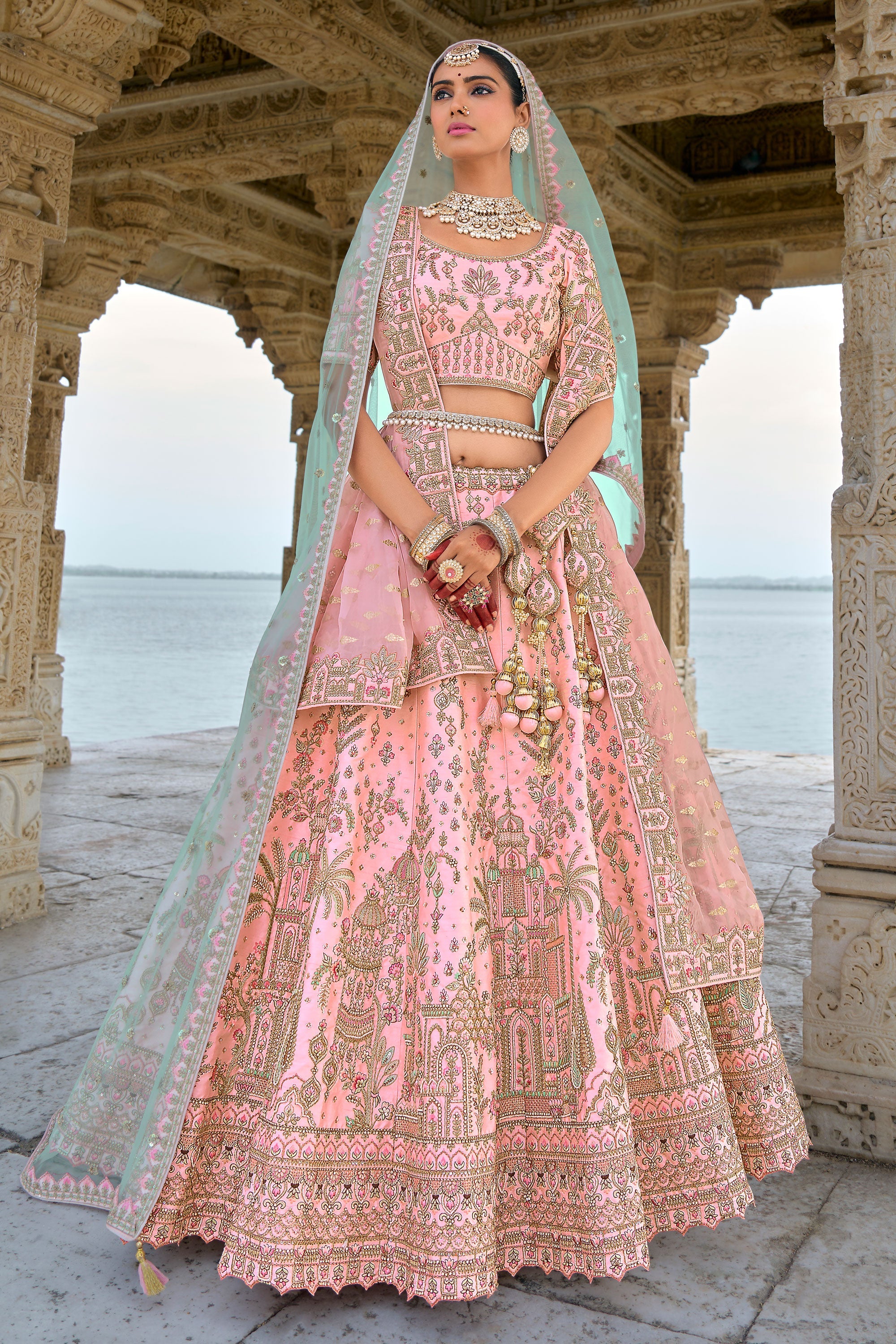 Pink lehenga choli for bridal best sale