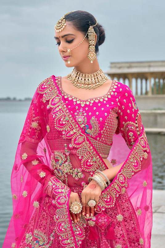 Blush Rani Heavy Embroidered Bridal Lehenga Choli With Double Dupatta