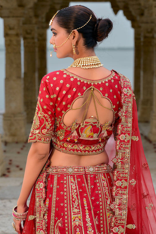 Red Bridal Lehenga Choli With Double Dupatta