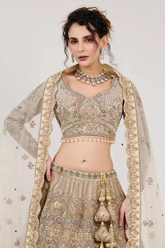 Grace Brown Net Bridal Readymade Lehenga Choli