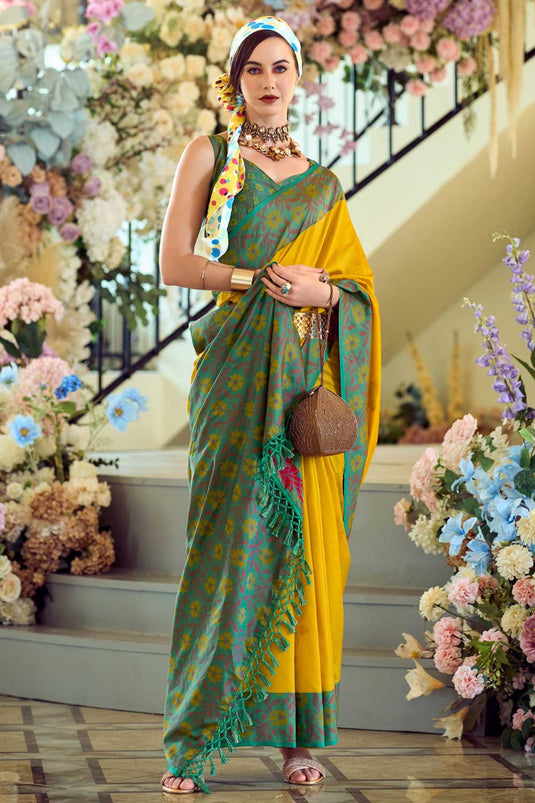 Yellow Color Pleasant Banarsi Style Silk Saree