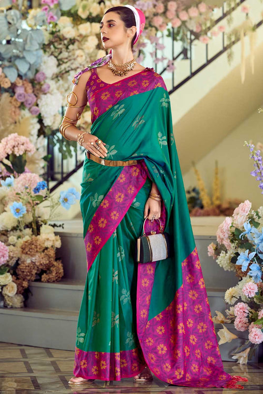 Green Color Glorious Banarsi Style Silk Saree