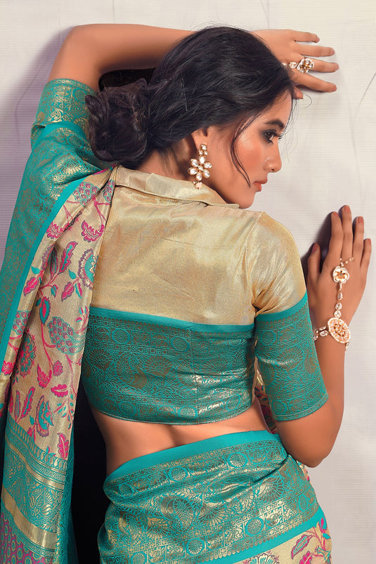 Lustrous Beige Heritage Printed Saree