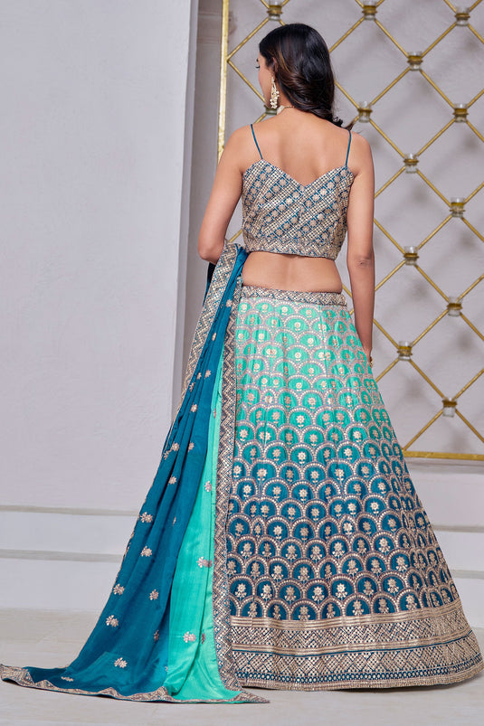 Gleaming Teal Designer Lehenga Choli