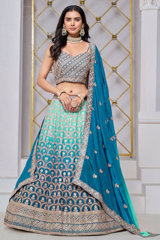 Gleaming Teal Designer Lehenga Choli