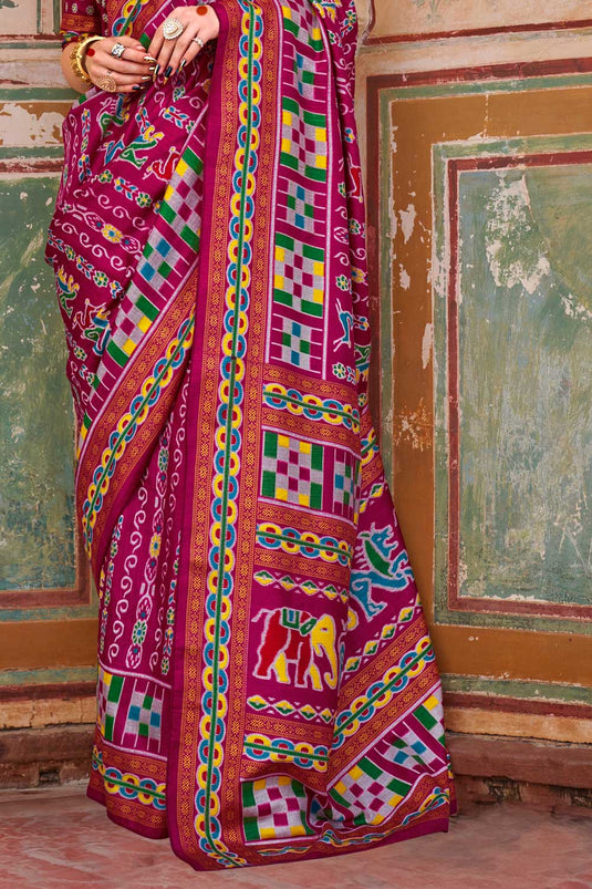 Rani Color Glorious Art Silk Printed Saree