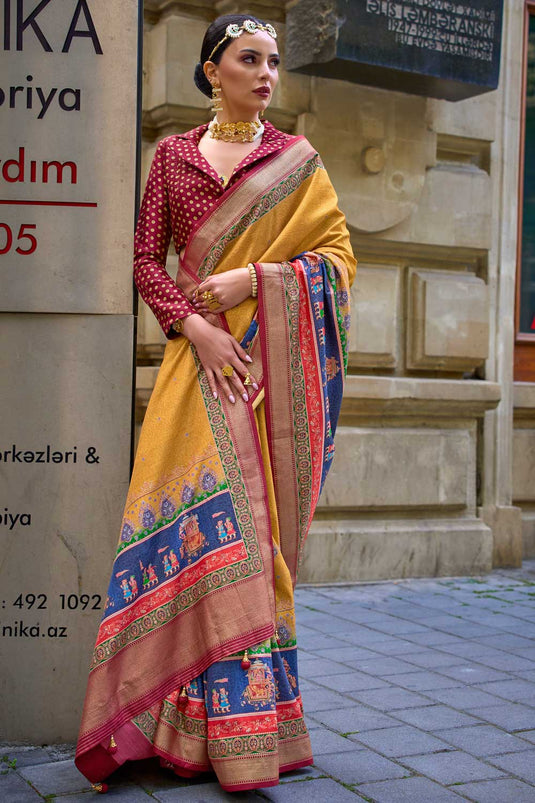 Incredible Viscose Fabric Yellow Color Printed Saree