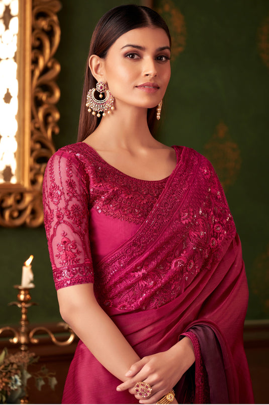 Opulent Magenta Color Fancy Saree