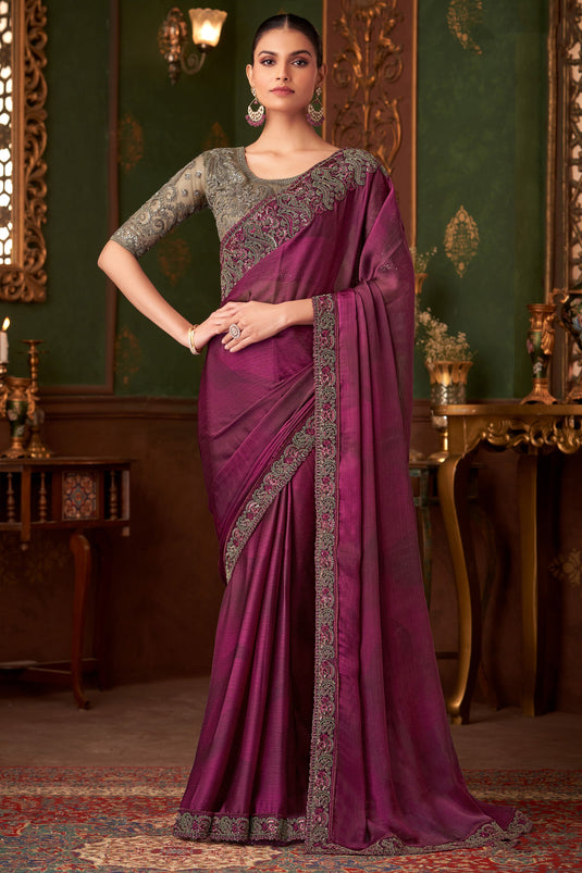 Grace Magenta Embellished Saree