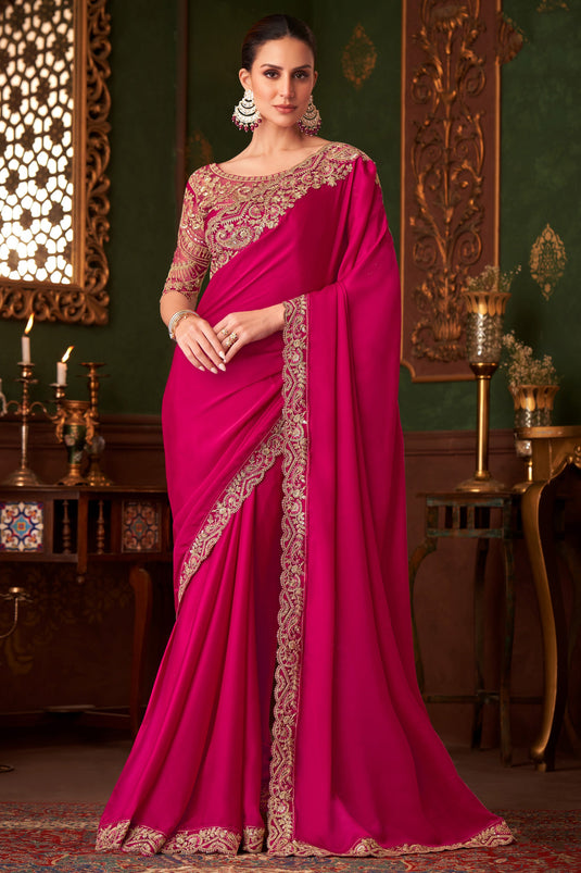 Mystic Satin Silk Fabric Fancy Saree