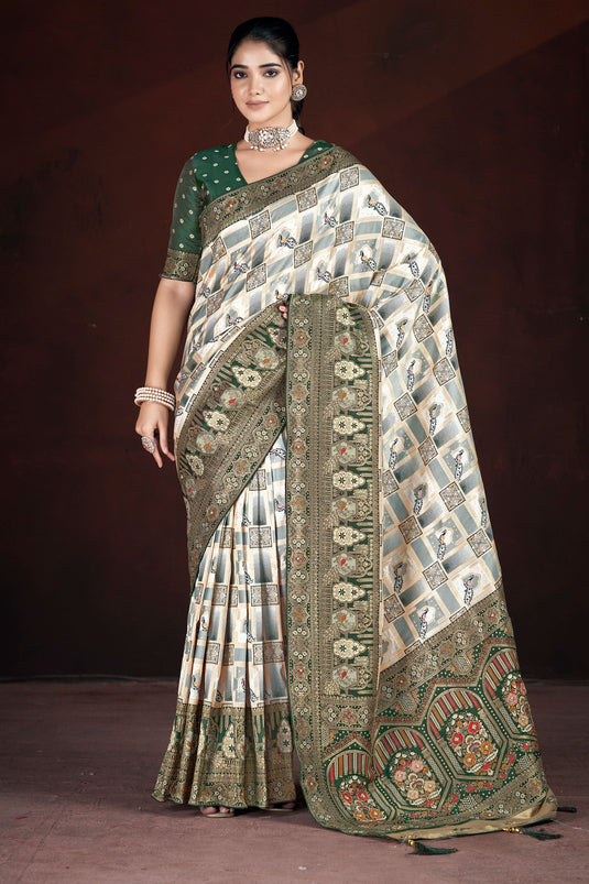 Green Weaving Work Saree