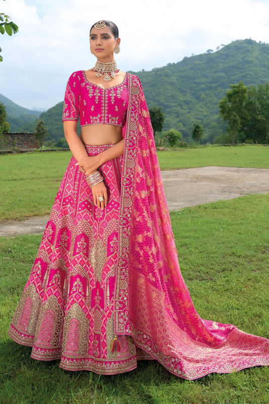 Rani Pure Silk Heavy Embroidered Bridal Lehenga Choli