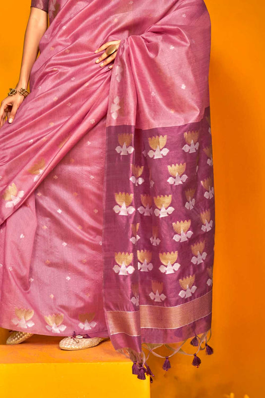 Pink Color Pleasant Art Silk Printed Saree