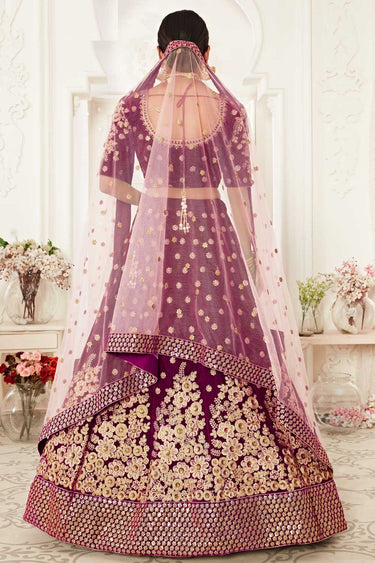 Magenta Color Velvet Fabric Coveted Lehenga With Sequins Work