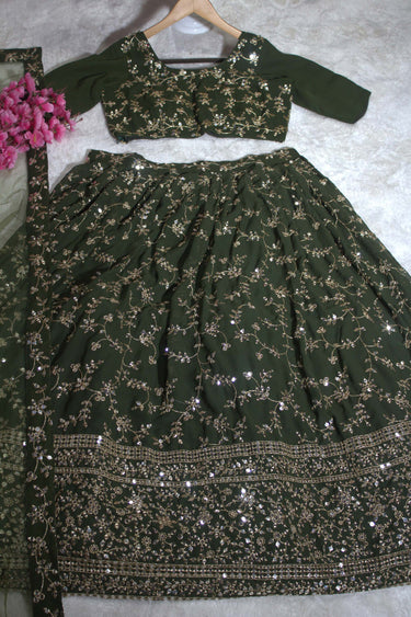 Olive Green Designer Function Wear Lehenga Choli