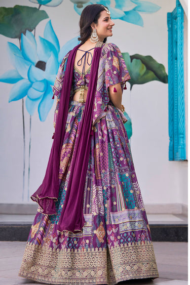 Graceful Embroidered Lehenga Choli In chinon Fabric