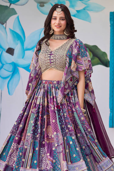 Graceful Embroidered Lehenga Choli In chinon Fabric