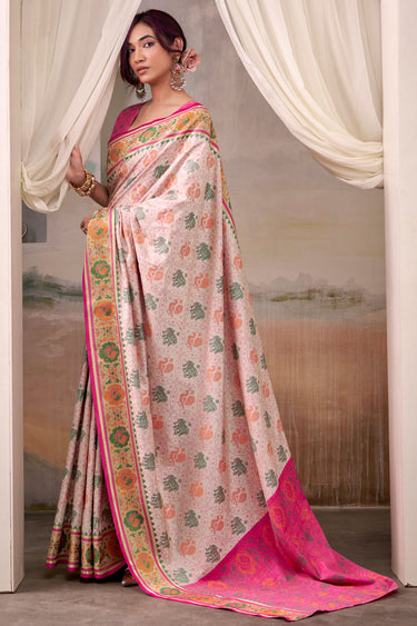 Festive Wear Beige Color Beatific Look Patola Silk Saree