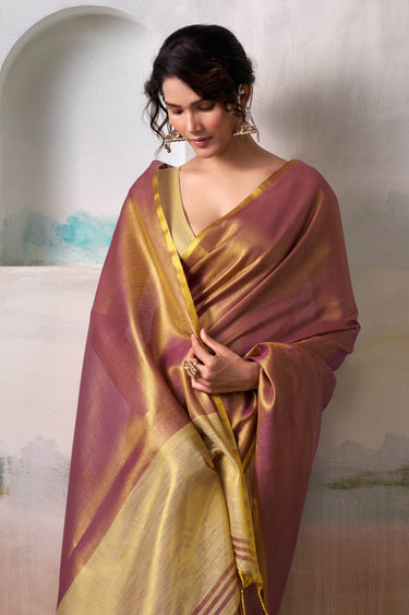 Festive Special Purple Tissue Handloom Saree
