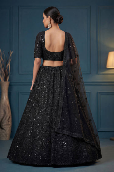 Black Net Wedding Lehenga Choli