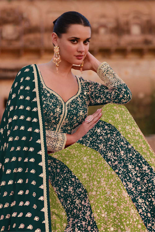 Stylish Green Color Readymade Georgette Anarkali Suit