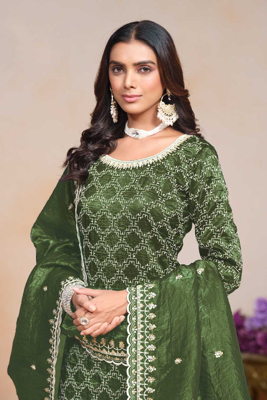 Gorgeous Palazzo Suit For Festival In Green Color