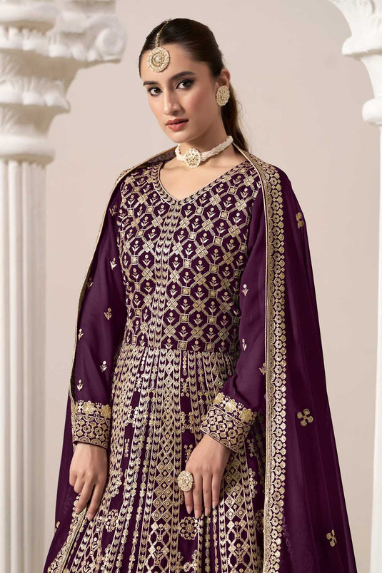 Purple Color Georgette Fabric Function Style Classic Anarkali Suit