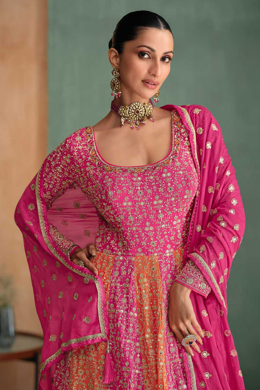 Diksha Singh Pink Color Fashionable Gown With Dupatta