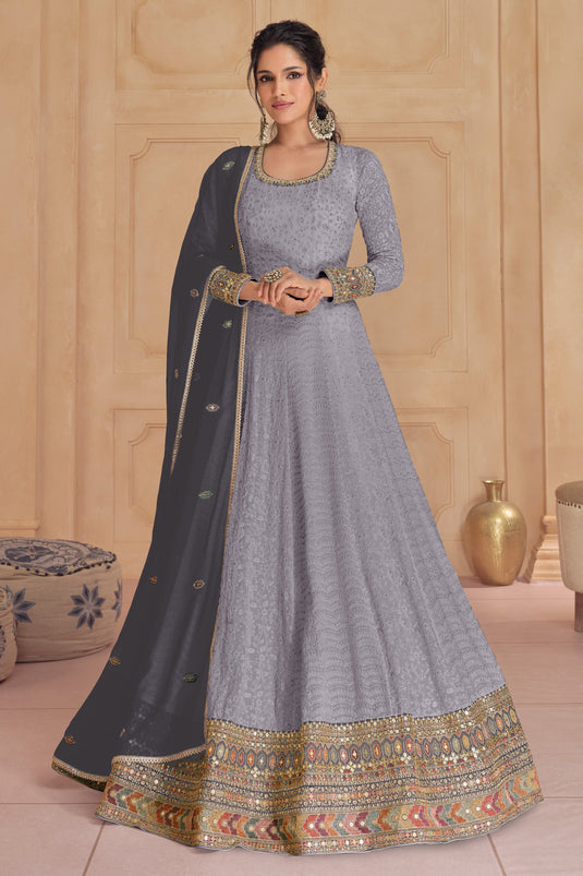 Georgette Fabric Embroidered Readymade Anarkali Gown