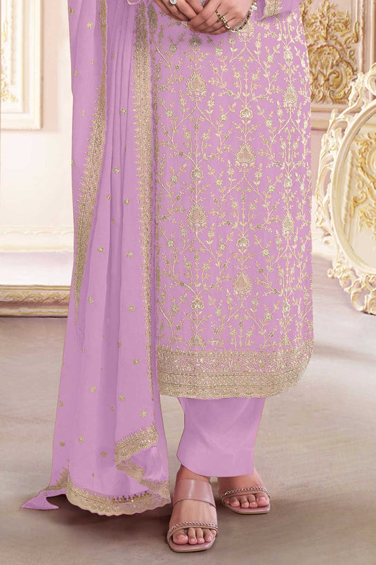 Prachi Desai Radiant Lavender Color Georgette Salwar Suit