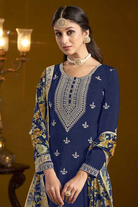 Chinon Fabric Rani Color Function Wear Trendy Sharara Suit