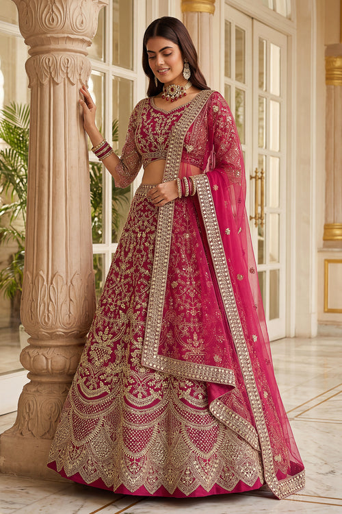 Stunning Rani Traditional Sangeet Function Designer Net Lehenga Choli