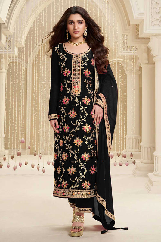 Nidhi shah Excellent Viscose Fabric Black Color Salwar Suit