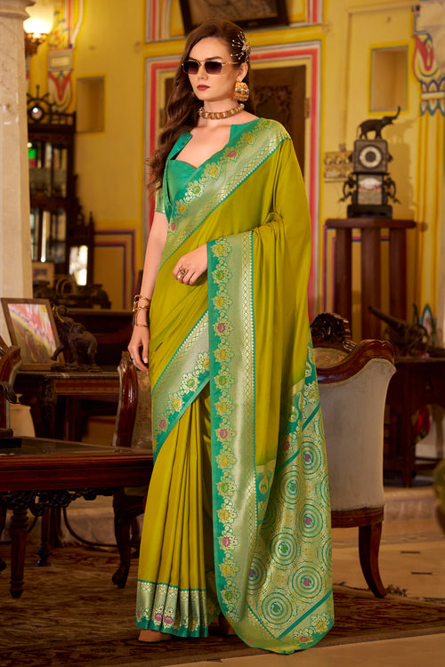 Designer Green Art Silk Zari Weave Saree