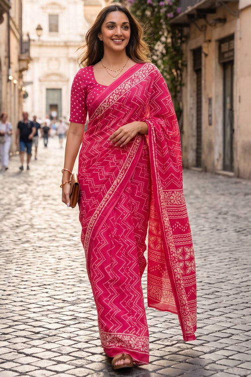 Kiara Advani Premium Cotton Rani Saree