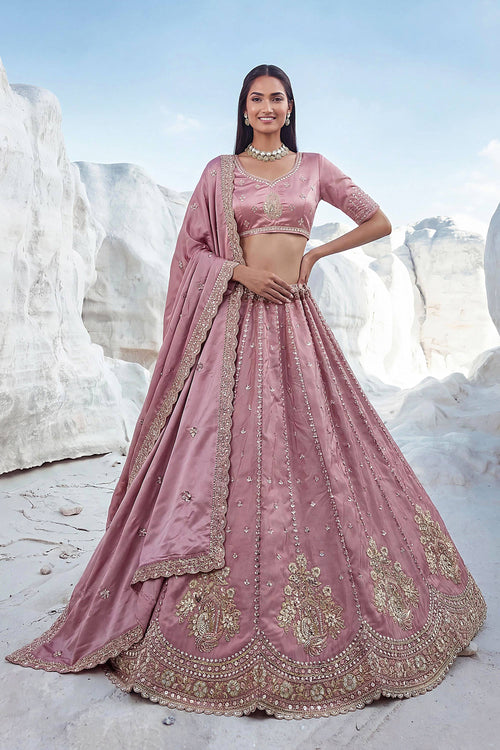 Pink Sangeet Function Designer Lehenga With Embroidered Blouse