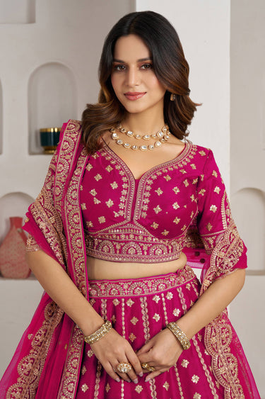Premium Magenta Embroidered Sangeet Wear Lehenga Choli For Women