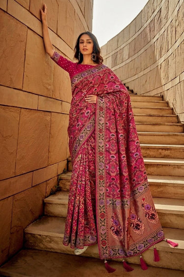 Soft Khadi Georgette Bandhani Saree In Magenta