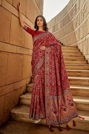 Maroon Soft Khadi Georgette Bandhani Saree
