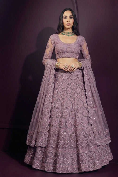 Premium Purple Heavy Embroidery Wedding Lehenga Choli